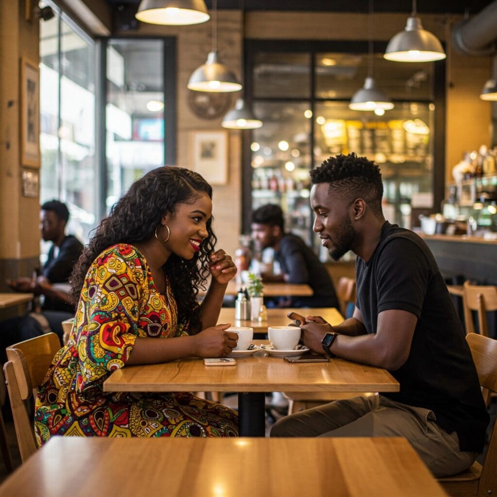 A-couple-at-the-coffee-cafe A couple having a deep conversation over coffee in a cafe