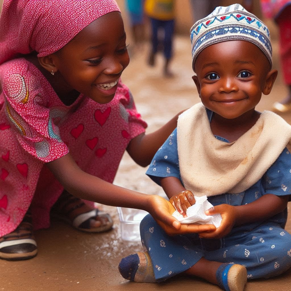Beyond "Please & Thank You": Teaching Kids True Kindness a young girl helping a younger boy- true kindness