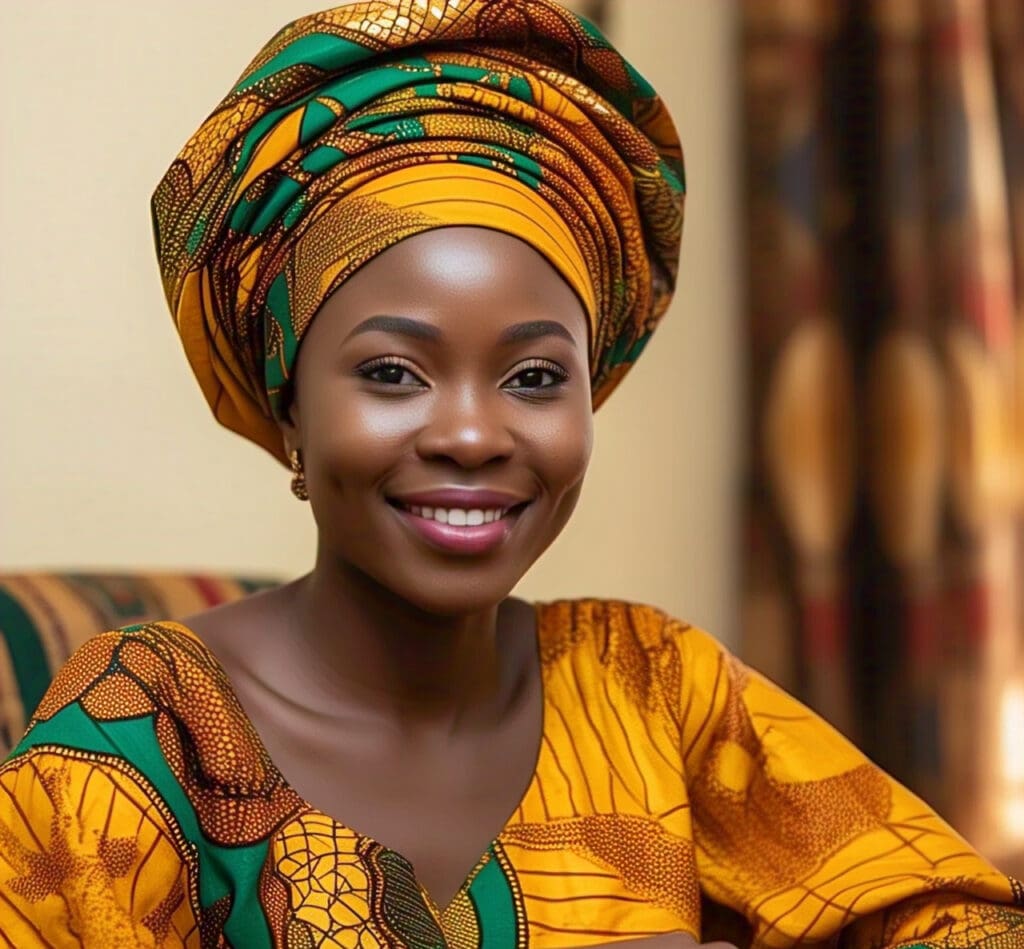 a_close_up_photo_of_a_nigerian_woman A Nigerian woman with a warm smile, representing the resilience and strength often found in faith communities.