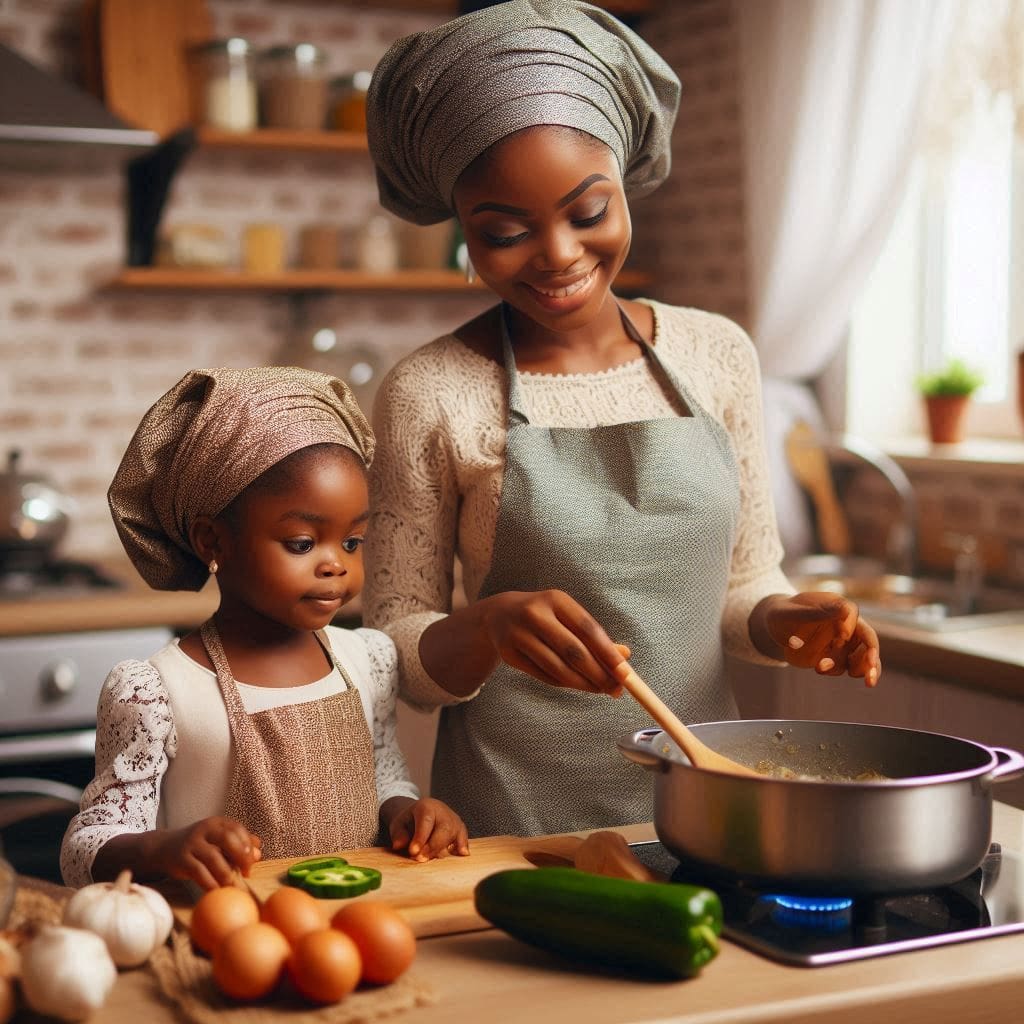 mum and child cooking- intentional parenting