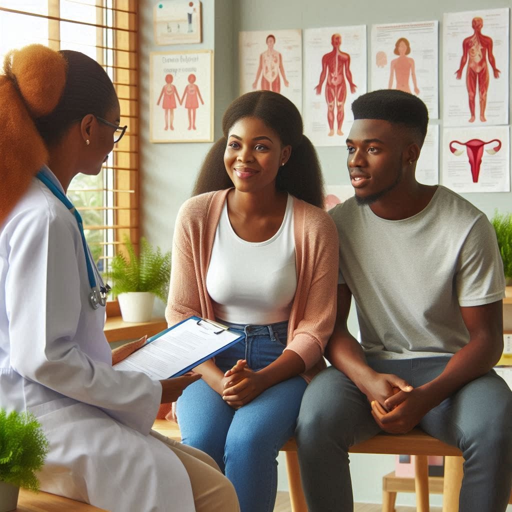 Hypnofertility: A Natural Approach to Boosting Fertility a couple talking with a doctor- hypnofertility
