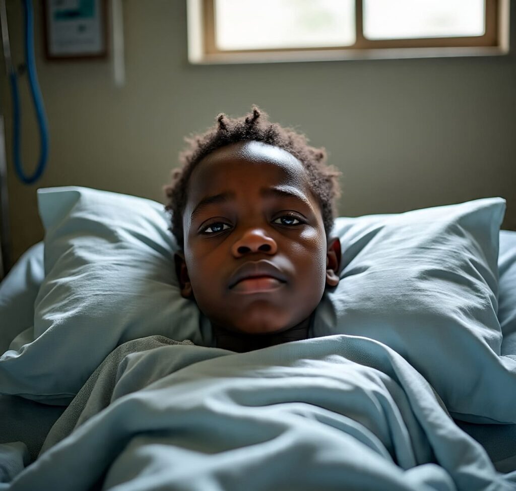sickle cell disease a child on the hospital bed- sickle cell disease