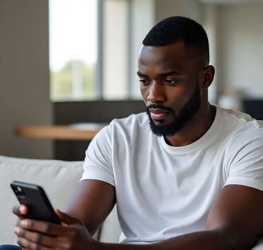 The 20-20-20 Rule for Eye Health: What It Means and Why You Should Follow It a man staring at his phone- 20-20 rule